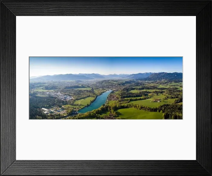 Framed Print : Aerial Panorama Bad Tölz, Isar Valley, Germany Bavarian Alps. Sunrise Framed Print : Aerial Panorama Bad Tölz, Isar Valley, Germany Bavarian Alps. Sunrise