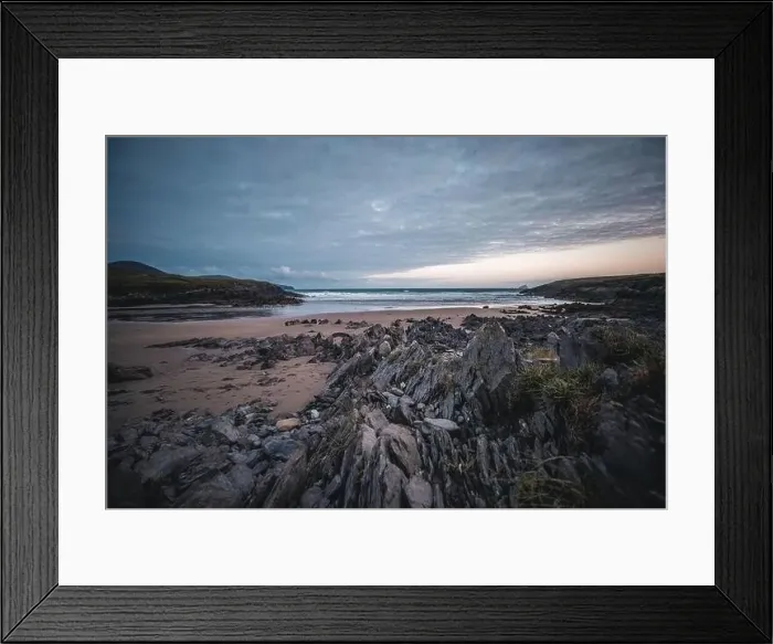 Framed Print : A sunset in a rocky beach in south Ireland. High quality photo Framed Print : A sunset in a rocky beach in south Ireland. High quality photo