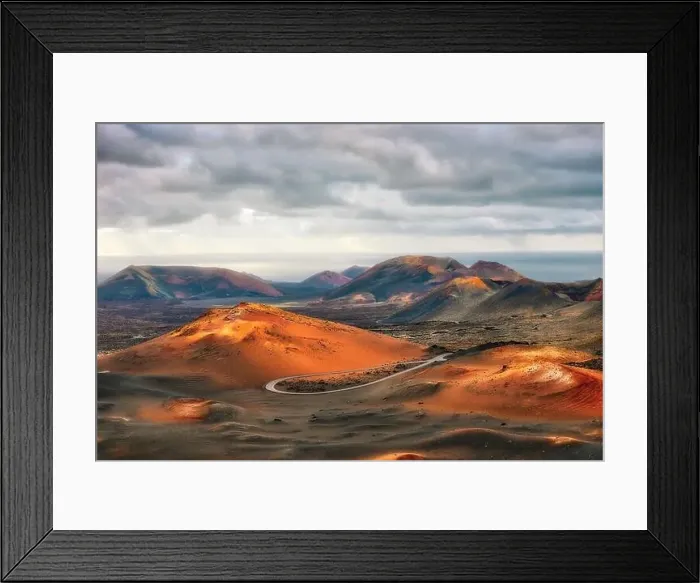 Framed Print : Volcanos in Timanfaya National Park on Lanzarote, Spain, post processed in HDR Framed Print : Volcanos in Timanfaya National Park on Lanzarote, Spain, post processed in HDR
