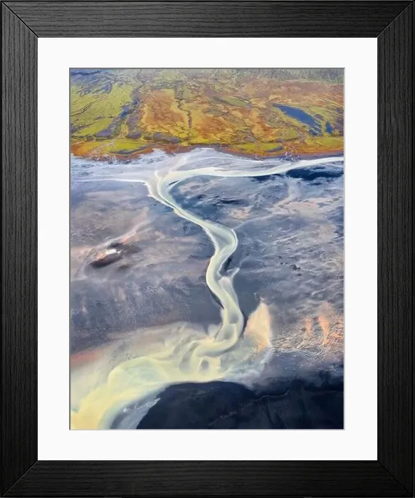 Framed Print : Colorful River Aerial taken in Southern Iceland, post processed in HDR Framed Print : Colorful River Aerial taken in Southern Iceland, post processed in HDR