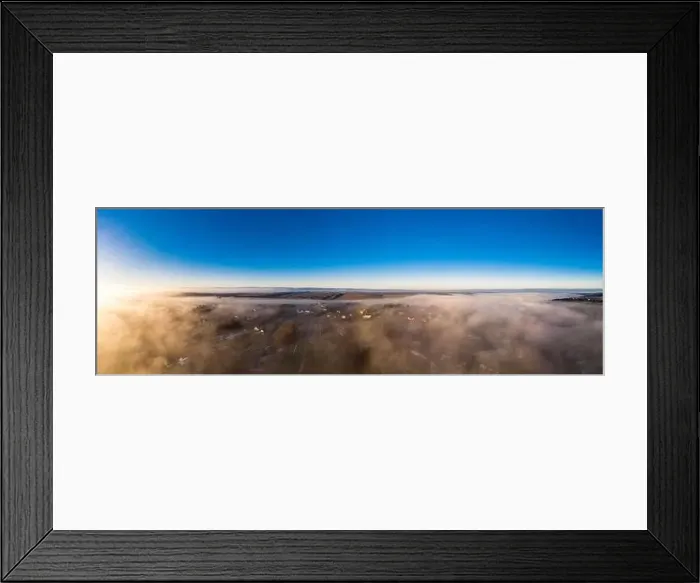 Framed Print : Beautiful panorama of winter village covered with dense fog from aerial view 2020 Framed Print : Beautiful panorama of winter village covered with dense fog from aerial view 2020