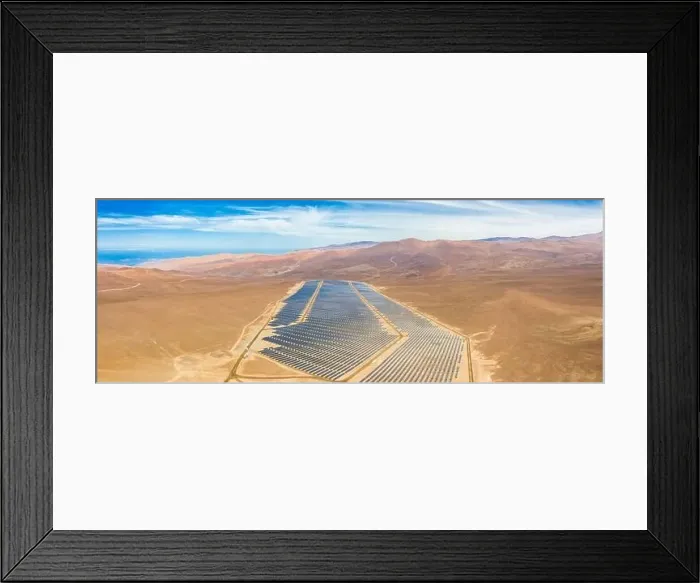 Framed Print : Aerial view of Solar Energy Photovoltaic Power Plant over Atacama desert sands Framed Print : Aerial view of Solar Energy Photovoltaic Power Plant over Atacama desert sands