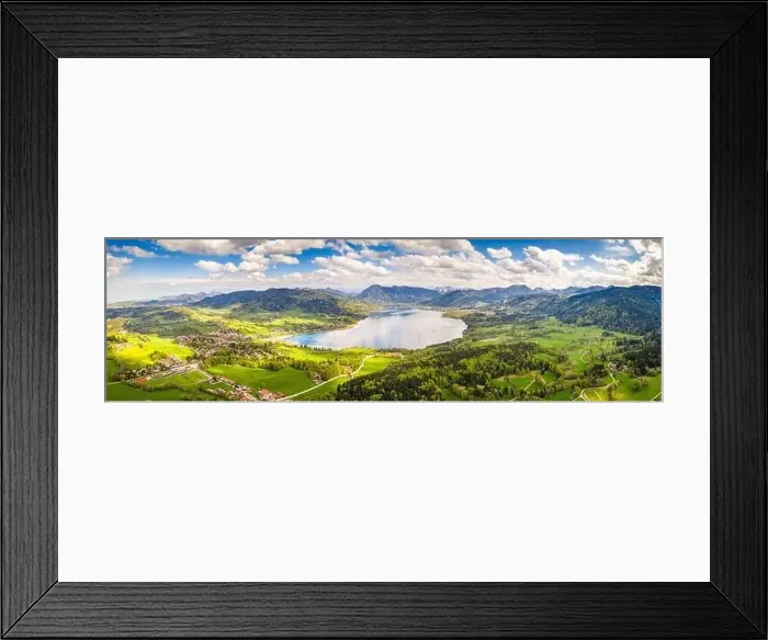 Framed Print : Lake Tegernsee in the Bavarian Alps. Aerial Drone Panorama Shot. Spring Framed Print : Lake Tegernsee in the Bavarian Alps. Aerial Drone Panorama Shot. Spring