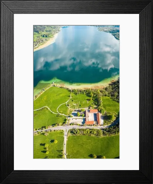 Framed Print : Lake Tegernsee in the Bavarian Alps. Aerial Drone Panorama Shot. Spring Framed Print : Lake Tegernsee in the Bavarian Alps. Aerial Drone Panorama Shot. Spring