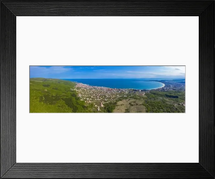 Framed Print : Aerial view of drone to sea resort Sunny Beach on the Bulgarian Black Sea coast Framed Print : Aerial view of drone to sea resort Sunny Beach on the Bulgarian Black Sea coast