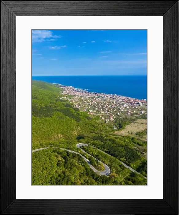 Framed Print : Aerial view of drone to sea resort Sunny Beach on the Bulgarian Black Sea coast Framed Print : Aerial view of drone to sea resort Sunny Beach on the Bulgarian Black Sea coast