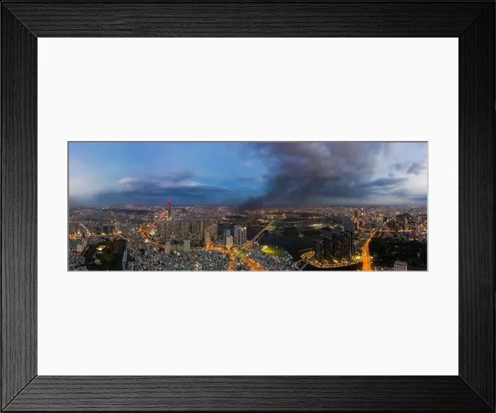 Framed Print : Evening aerial panorama of Saigon Framed Print : Evening aerial panorama of Saigon