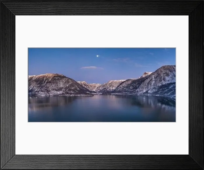 Framed Print : Aerial drone shot of Obertraun village by Hallstatt lake with mo Framed Print : Aerial drone shot of Obertraun village by Hallstatt lake with mo