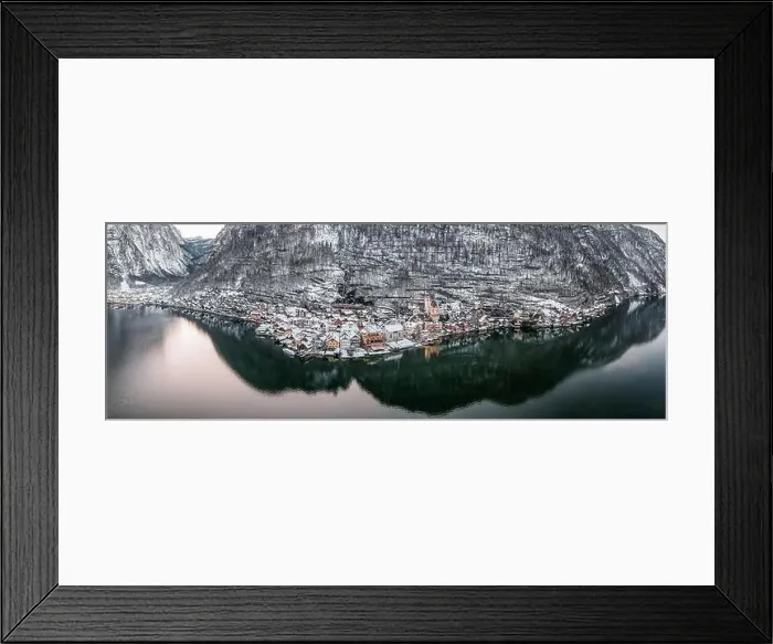 Framed Print : Panoramic aerial drone view of Hallstatt Framed Print : Panoramic aerial drone view of Hallstatt