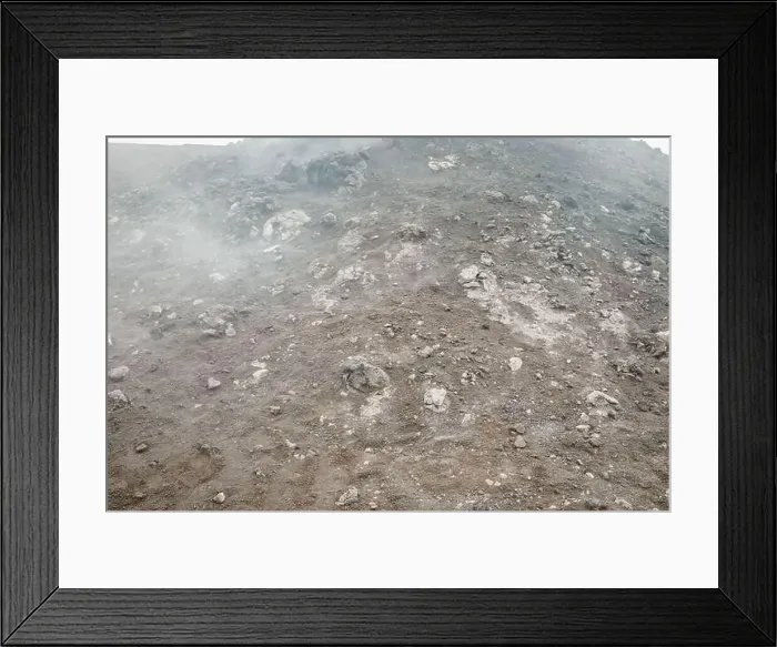 Framed Print : Top of crater Mount Etna volcano, frozen cold lava smokes, thick clouds Framed Print : Top of crater Mount Etna volcano, frozen cold lava smokes, thick clouds