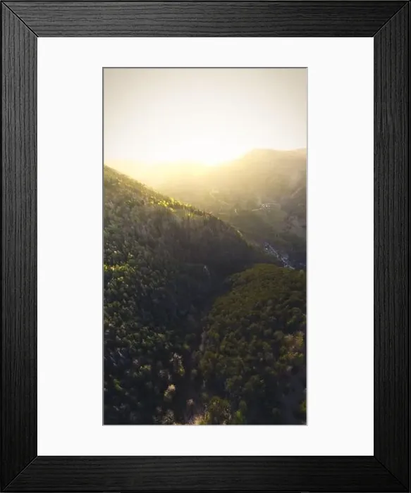 Framed Print : aerial view of green hills and mountain landscape in summer Framed Print : aerial view of green hills and mountain landscape in summer
