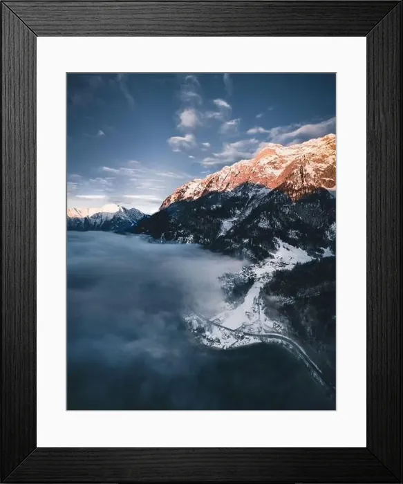 Framed Print : Grundlsee Lake in Austria during Winter Aerial view Framed Print : Grundlsee Lake in Austria during Winter Aerial view