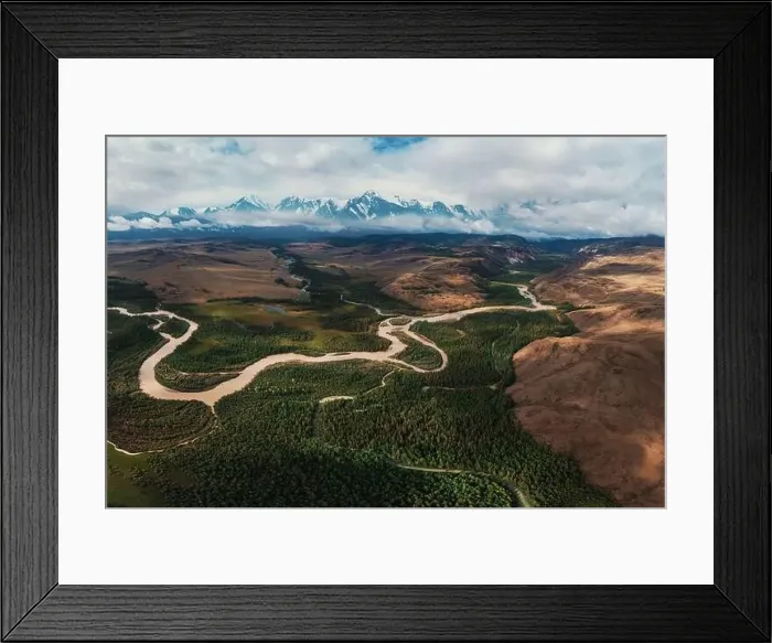 Framed Print : Kurai steppe and Chuya river Framed Print : Kurai steppe and Chuya river