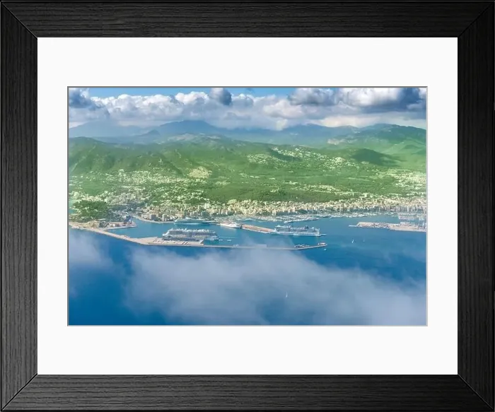 Framed Print : View of the skyline of Palma de Mallorca from airplane window Framed Print : View of the skyline of Palma de Mallorca from airplane window