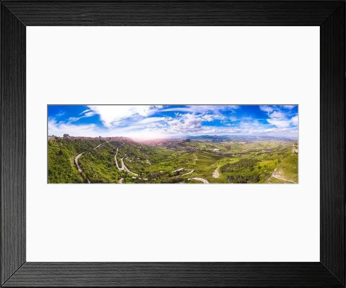 Framed Print : Ancient Calascibetta landscape city on rock, Sicily, Italy. sunset Aerial photo Framed Print : Ancient Calascibetta landscape city on rock, Sicily, Italy. sunset Aerial photo