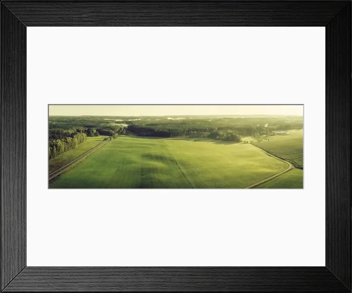 Framed Print : Warm aerial panorama view of picturesque autumn morning sunrise Framed Print : Warm aerial panorama view of picturesque autumn morning sunrise