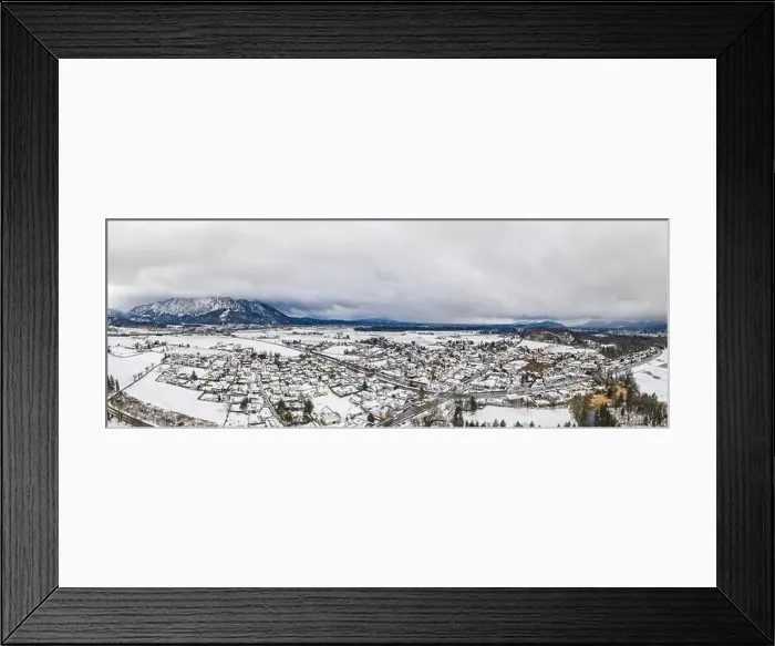 Framed Print : Panoramic aerial view of Austrian Alps valley village near Untersberg mountain Framed Print : Panoramic aerial view of Austrian Alps valley village near Untersberg mountain