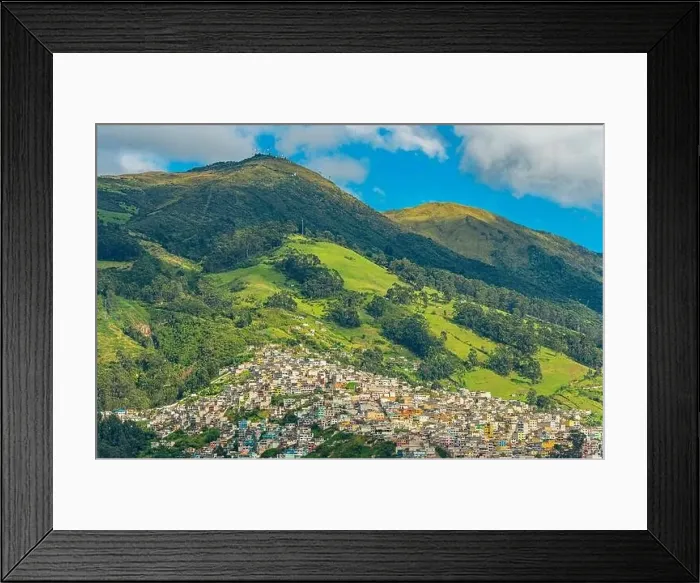 Framed Print : Cityscape of a district in Quito built on the Pichincha Volcano at Sunrise, Ecuador Framed Print : Cityscape of a district in Quito built on the Pichincha Volcano at Sunrise, Ecuador