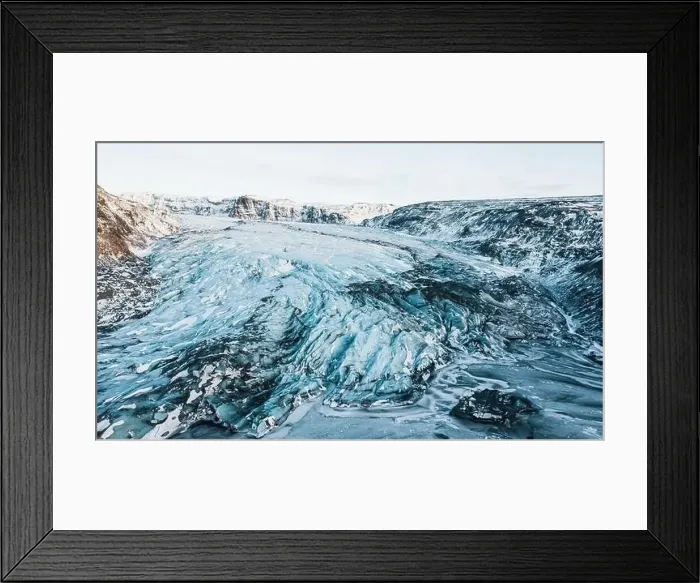 Framed Print : Aerial drone top view glacier iceland Sólheimajökull, Melting Ice, Climate Change and Global Warming Concept Framed Print : Aerial drone top view glacier iceland Sólheimajökull, Melting Ice, Climate Change and Global Warming Concept