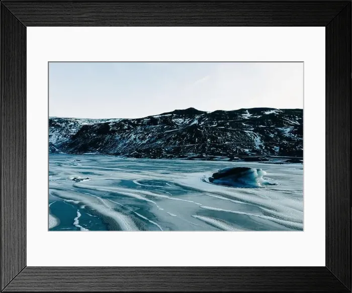 Framed Print : Aerial drone top view glacier iceland Sólheimajökull, Melting Ice, Climate Change and Global Warming Concept Framed Print : Aerial drone top view glacier iceland Sólheimajökull, Melting Ice, Climate Change and Global Warming Concept