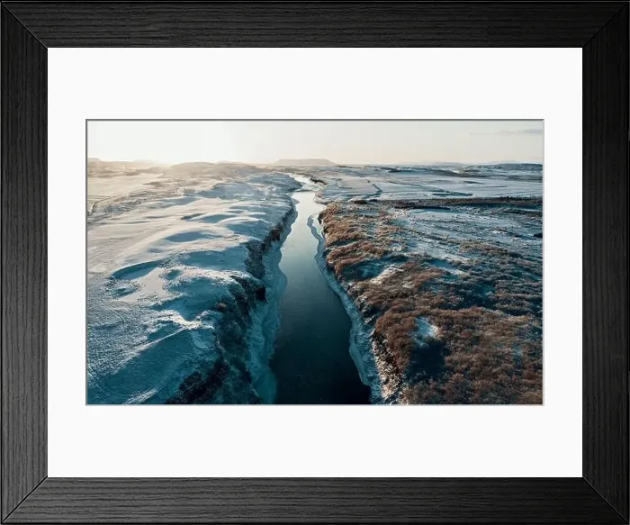 Framed Print : Aerial view of a river in Iceland with turquoise water, Melting Ice, Climate Change and Global Warming Concept Framed Print : Aerial view of a river in Iceland with turquoise water, Melting Ice, Climate Change and Global Warming Concept