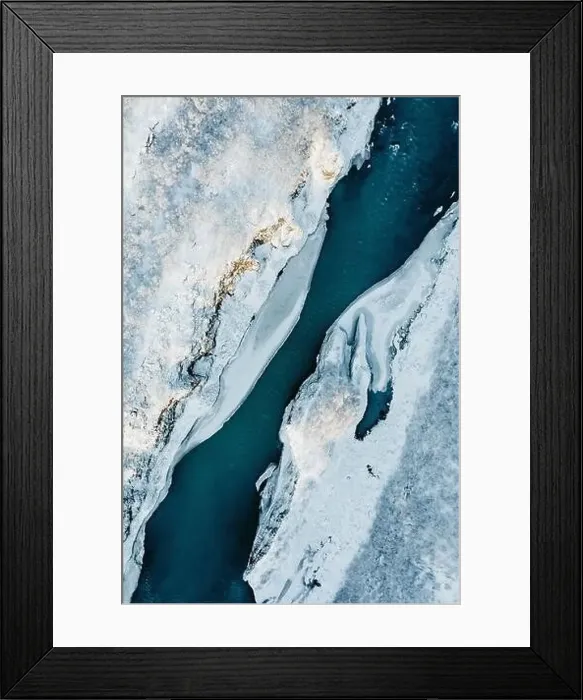 Framed Print : Aerial view of a river in Iceland with turquoise water, Melting Ice, Climate Change and Global Warming Concept Framed Print : Aerial view of a river in Iceland with turquoise water, Melting Ice, Climate Change and Global Warming Concept