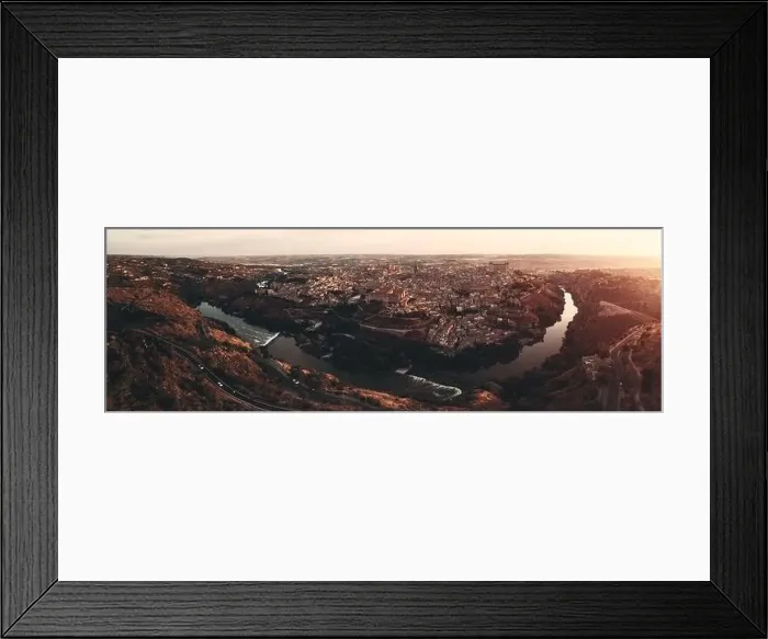 Framed Print : Panorama aerial sunrise view of Toledo city skyline with historical buildings in Spain Framed Print : Panorama aerial sunrise view of Toledo city skyline with historical buildings in Spain