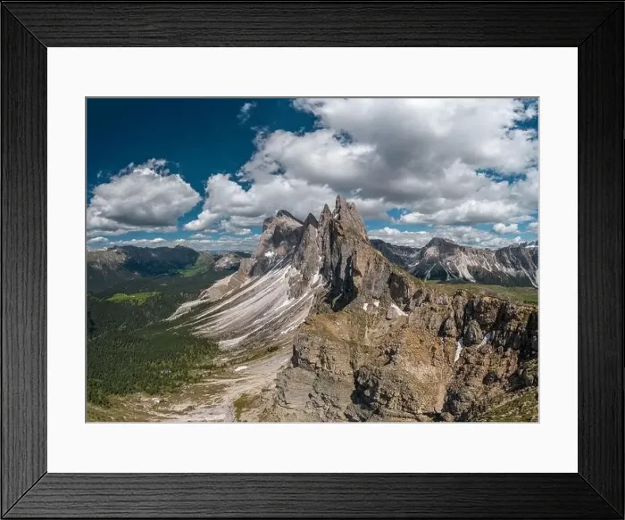 Framed Print : Mountain landscape on Seceda mountain in Dolomites, Italy at summer Framed Print : Mountain landscape on Seceda mountain in Dolomites, Italy at summer
