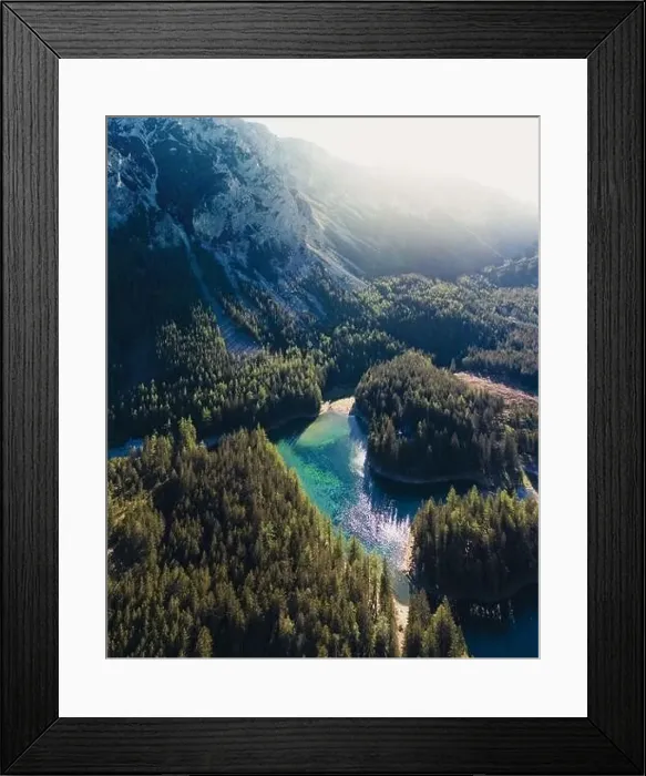 Framed Print : A drone shot of an Alpine valley in Austria Framed Print : A drone shot of an Alpine valley in Austria