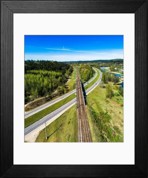 Framed Print : Empty railway in Naujoji Vilnia district, Vilnius, Lithuania Framed Print : Empty railway in Naujoji Vilnia district, Vilnius, Lithuania