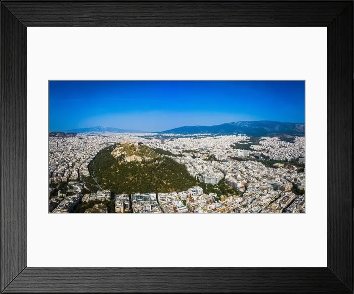 Framed Print : Aerial view of Athens city center, view around Lycabettus Hill, Attica, Greece
