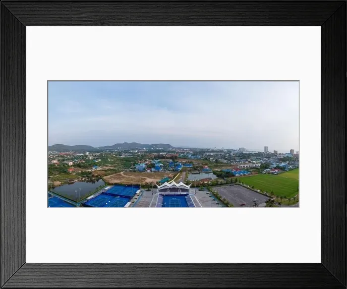 Framed Print : Aerial view scenic landscape of the city with cloudy sky Framed Print : Aerial view scenic landscape of the city with cloudy sky