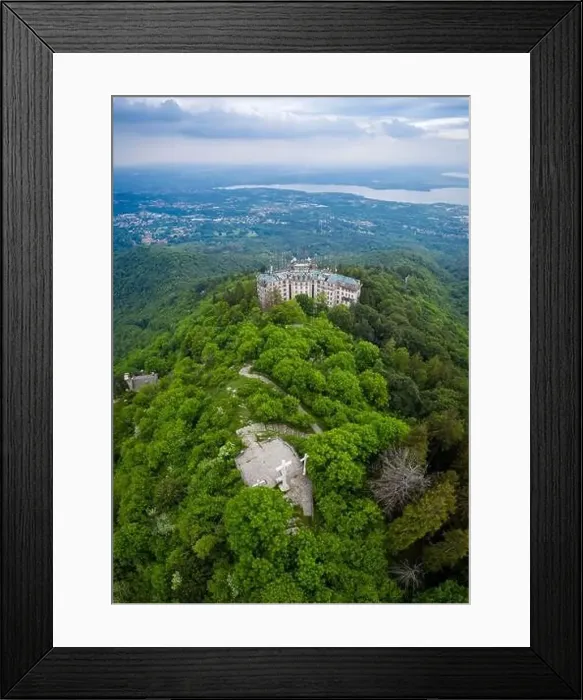 Framed Print : Aerial view of the abandoned Grand Hotel Campo dei Fiori in spring Framed Print : Aerial view of the abandoned Grand Hotel Campo dei Fiori in spring