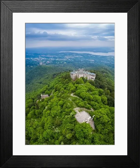 Framed Print : Aerial view of the abandoned Grand Hotel Campo dei Fiori in spring Framed Print : Aerial view of the abandoned Grand Hotel Campo dei Fiori in spring