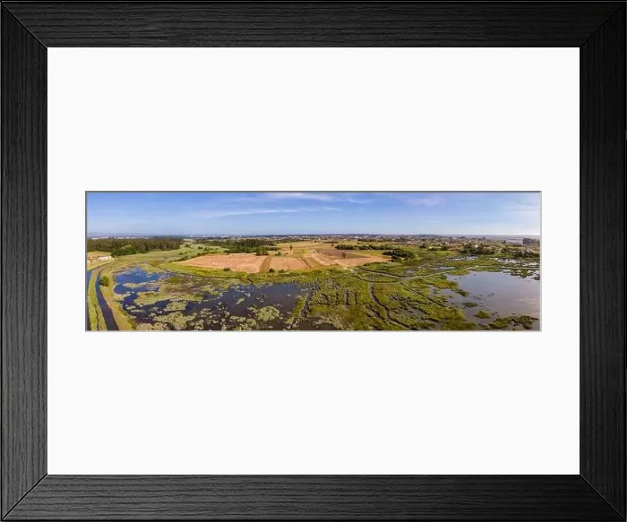 Framed Print : Aerial View of Ribeira do Mourao near the Aveiro Lagoon at Murtosa, Aveiro, Portugal Framed Print : Aerial View of Ribeira do Mourao near the Aveiro Lagoon at Murtosa, Aveiro, Portugal
