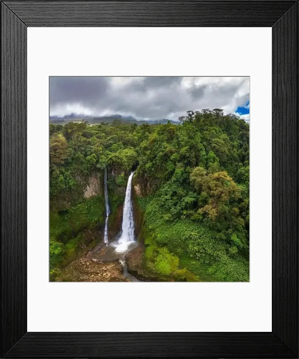 Framed Print : Aerial view of the Catarata del Toro waterfall in Costa Rica Framed Print : Aerial view of the Catarata del Toro waterfall in Costa Rica