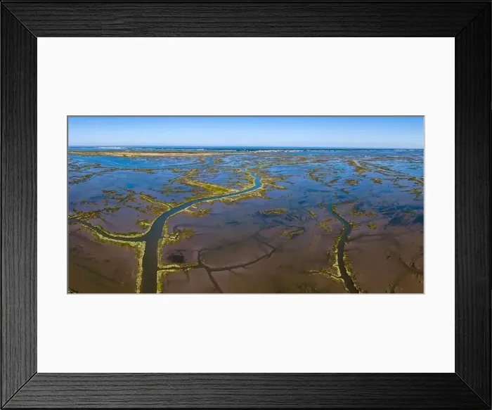 Framed Print : Aerial View of esteiro da Tojeira near the Aveiro Lagoon at Murtosa, Aveiro, Portugal Framed Print : Aerial View of esteiro da Tojeira near the Aveiro Lagoon at Murtosa, Aveiro, Portugal