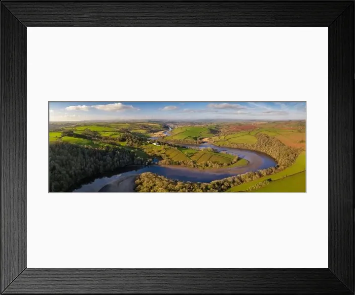 Framed Print : Aerial vista by drone of the River Dart meandering through rolling countryside, Devon, England, United Kingdom, Europe Framed Print : Aerial vista by drone of the River Dart meandering through rolling countryside, Devon, England, United Kingdom, Europe