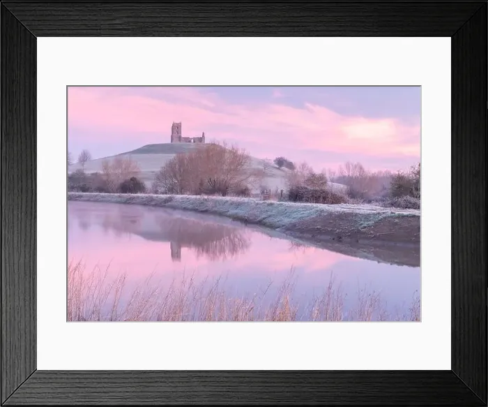 Framed Print : Burrow Mump Church at dawn on a frosty winter morning, Burrowbridge, Somerset, England, United Kingdom, Europe Framed Print : Burrow Mump Church at dawn on a frosty winter morning, Burrowbridge, Somerset, England, United Kingdom, Europe