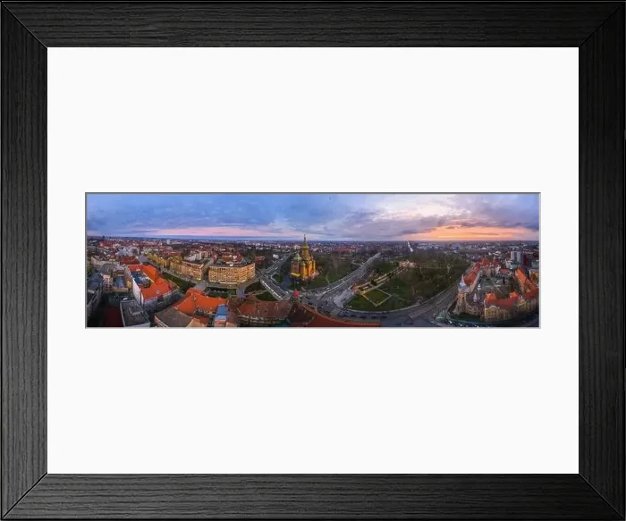 Framed Print : Wide panorama of Timisoara city, Romania. Timisoara at twiligh evening time Framed Print : Wide panorama of Timisoara city, Romania. Timisoara at twiligh evening time