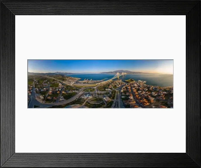 Framed Print : Wide panorama of world famous cable suspension bridge of Rio - Antirio Harilaos Trikoupis Framed Print : Wide panorama of world famous cable suspension bridge of Rio - Antirio Harilaos Trikoupis