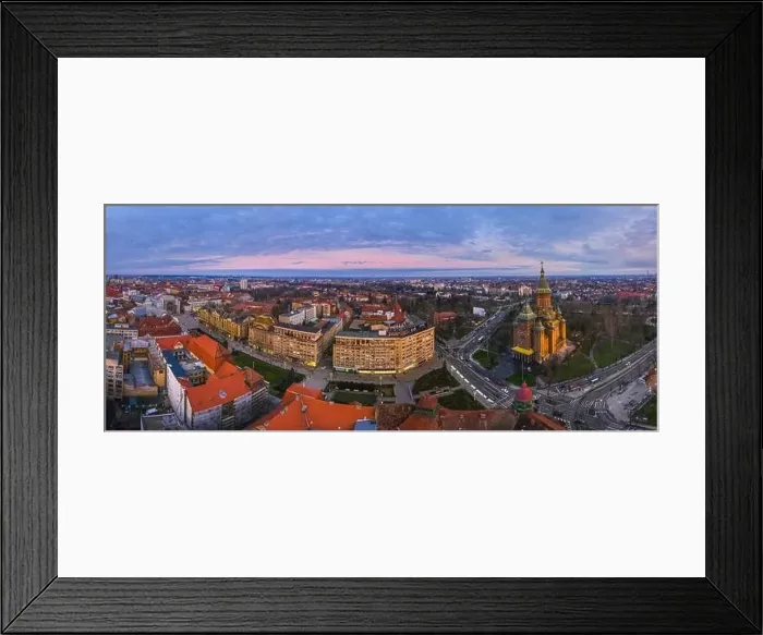 Framed Print : Wide panorama of Timisoara city, Romania. Timisoara at twiligh evening time Framed Print : Wide panorama of Timisoara city, Romania. Timisoara at twiligh evening time