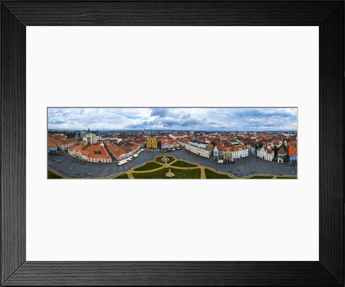 Framed Print : Wide panorama of Timisoara city, Romania. Cityscape of Timisoara at twilight time Framed Print : Wide panorama of Timisoara city, Romania. Cityscape of Timisoara at twilight time