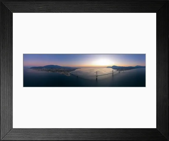 Framed Print : Wide panorama of world famous cable suspension bridge of Rio - Antirio Harilaos Trikoupis Framed Print : Wide panorama of world famous cable suspension bridge of Rio - Antirio Harilaos Trikoupis