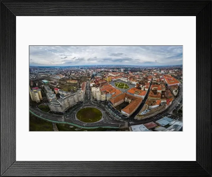 Framed Print : Wide panorama of Timisoara city, Romania. Cityscape of Timisoara at twilight time Framed Print : Wide panorama of Timisoara city, Romania. Cityscape of Timisoara at twilight time