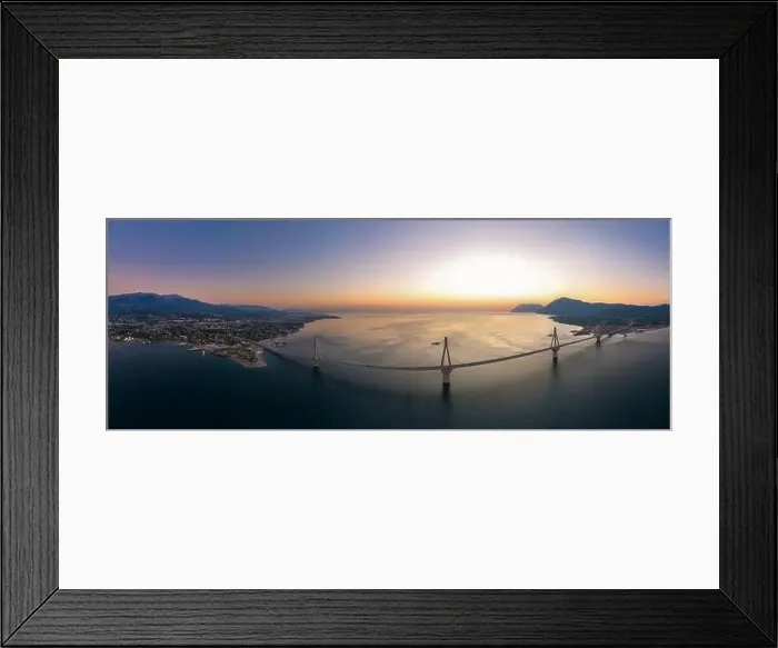 Framed Print : Wide panorama of world famous cable suspension bridge of Rio - Antirio Harilaos Trikoupis Framed Print : Wide panorama of world famous cable suspension bridge of Rio - Antirio Harilaos Trikoupis