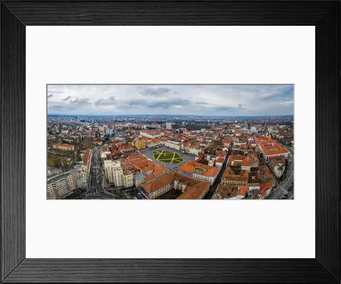 Framed Print : Wide panorama of Timisoara city, Romania. Cityscape of Timisoara at twilight time Framed Print : Wide panorama of Timisoara city, Romania. Cityscape of Timisoara at twilight time