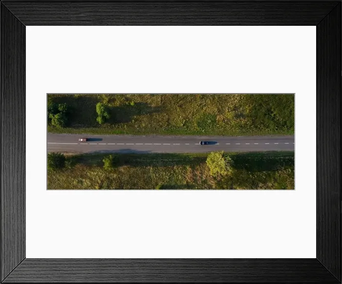 Framed Print : asphalt road, view from above Framed Print : asphalt road, view from above