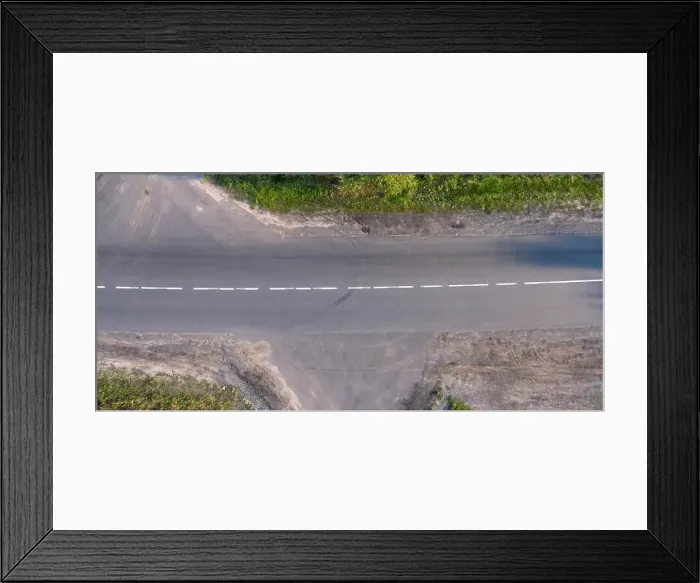 Framed Print : asphalt road, view from above Framed Print : asphalt road, view from above