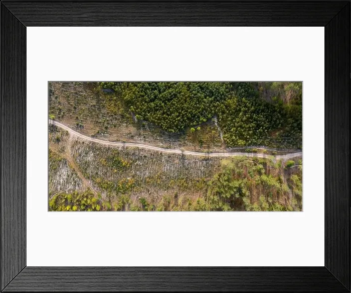 Framed Print : country road, view from above, aerial view Framed Print : country road, view from above, aerial view